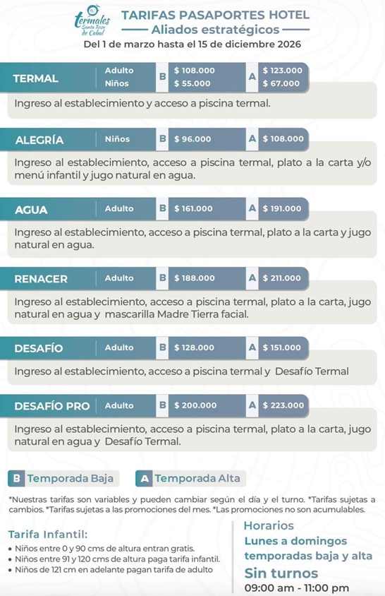 Pasaportes Piscinas Hotel Termales